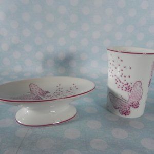 Vintage Seven Seas Bathroom Soap Dish and Glass
